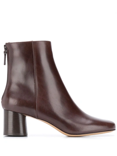 Sandro Block Heel Ankle Boots In Brown