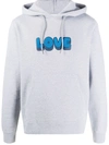 Sandro Embroidered Love Print Hoodie In Grey