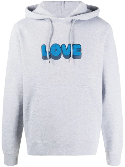 Sandro Embroidered Love Print Hoodie In Grey
