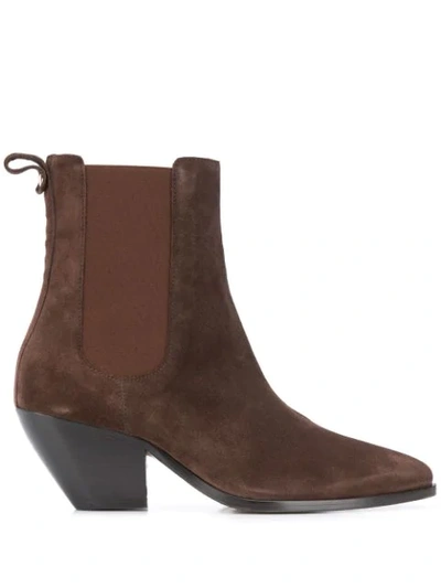 Sandro Suede Chelsea Ankle Boots In Brown