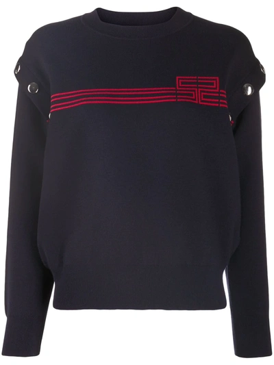 Sandro Contrasting Stripe Sweatshirt In Blue