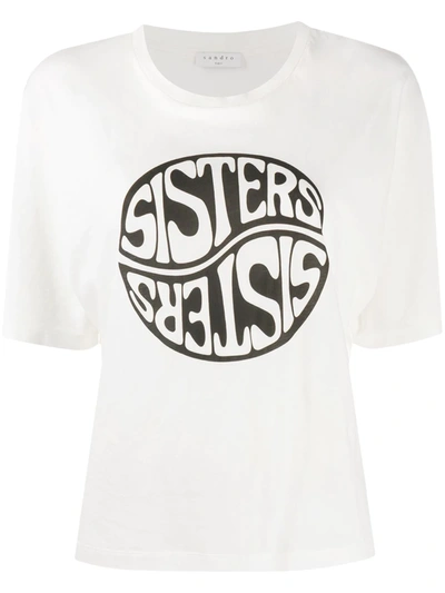 Sandro Sisters Print T-shirt In White