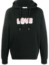 Sandro Embroidered Love Print Hoodie In Black