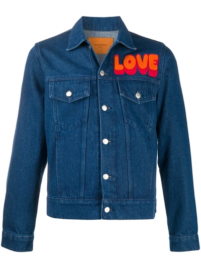 Sandro Love Embroidered Denim Jacket In Blue
