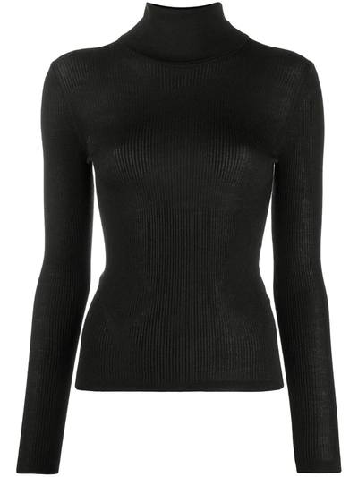 Saint Laurent Fitted Rollneck Jumper In Black