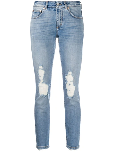 Givenchy Distressed Skinny Fit Jeans In Blue