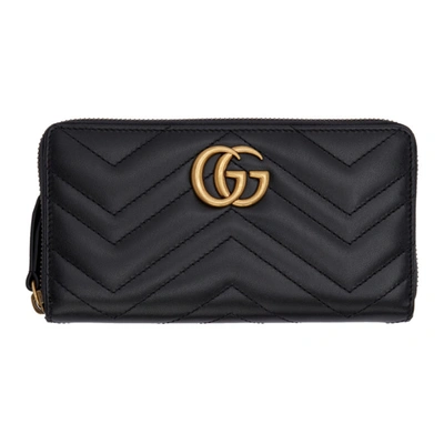 Gucci Black Gg Marmont Continental Wallet In 1000 Black