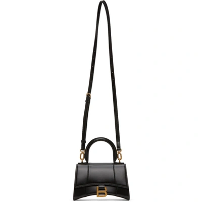 Balenciaga Black Xs Hourglass Top Handle Bag In 1000 Black