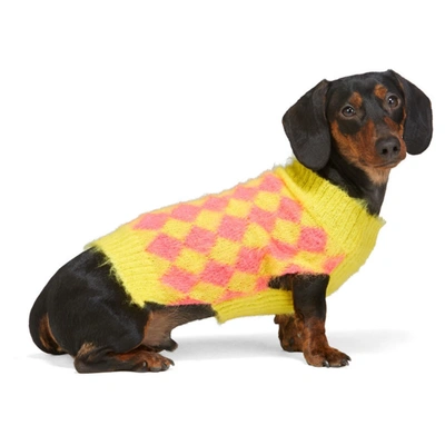 Ashley Williams Ssense Exclusive Yellow And Pink Dog Sweater In Yellow/pink