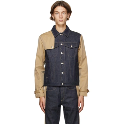 Alexander Mcqueen Blue Denim Gabardine Sleeve Jacket In 4001 Bluwas