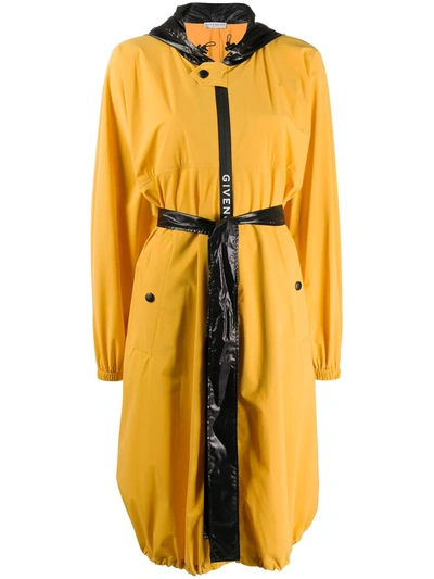 Givenchy Hooded Belted Raincoat In Yellow