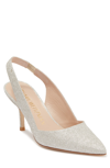 Stuart Weitzman Leilana 75 Glitter Slingback Pump In Platino