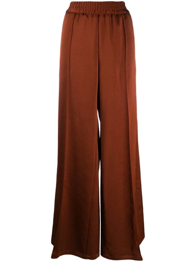 Odeeh Wide-leg Pleat Detail Trousers In Brown