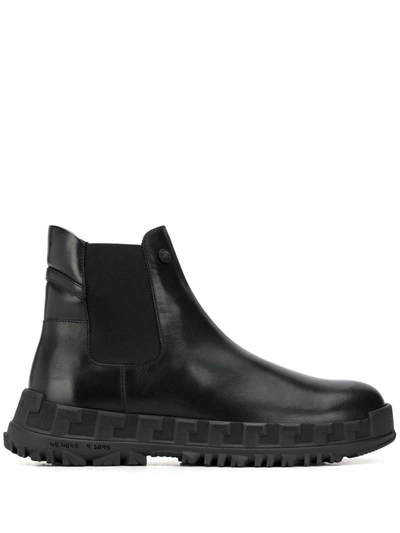 Versace Medusa-stud Leather Chelsea Boots In Black