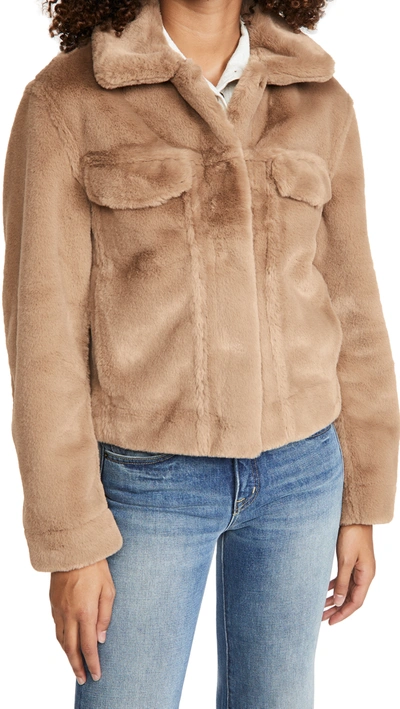 Theory Women's Aspen Faux Fur Trucker Jacket In Camel