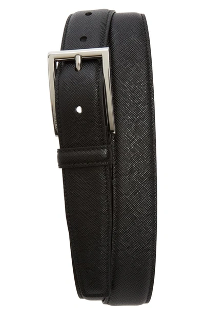 Prada Saffiano Leather Belt In Nero