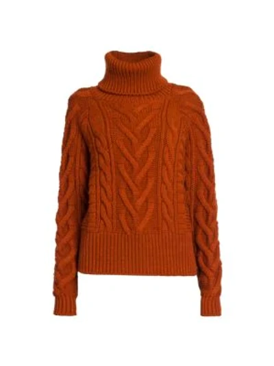 Dolce & Gabbana Chunky Cableknit Turtleneck In Rosso Mattone Scuro