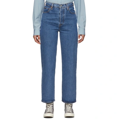 Levi's Ribcage Straight Leg Utility Jeans In Mid Wash Blue In Georgie