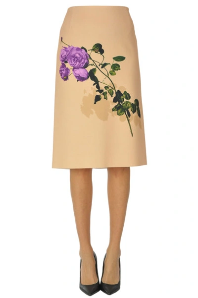 Dries Van Noten Flower Print Skirt In Peach