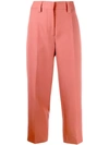 Acne Studios Cropped Wool Trousers In Red