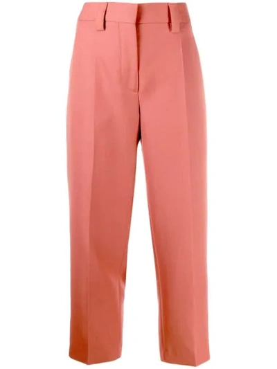 Acne Studios Cropped Wool Trousers In Red