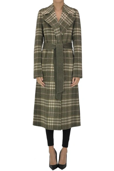 The Loom Reversible Checked Print Robe Coat In Green