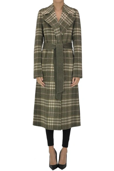 Theloom Reversible Checked Print Dressing Gown Coat In Green