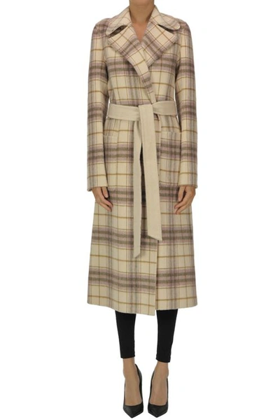 The Loom Reversible Checked Print Dressing Gown Coat In Pink