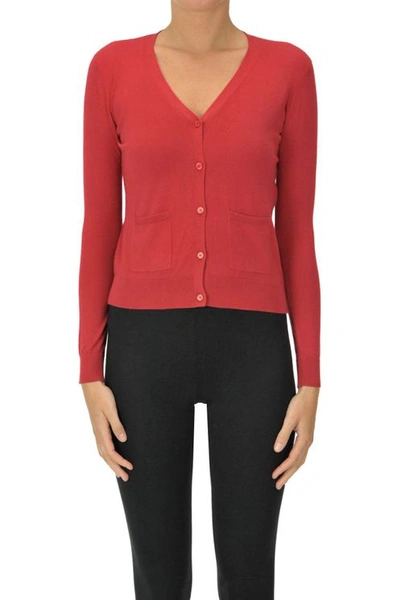 Max Mara Silk And Cotton Cardigan In Red