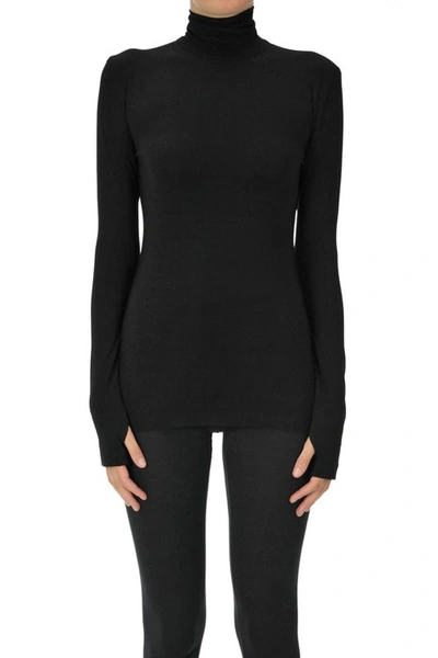 Norma Kamali Jersey Turtleneck T-shirt In Black