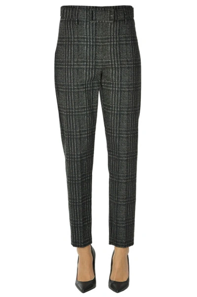 D-exterior Checked Print Trousers In Charcoal