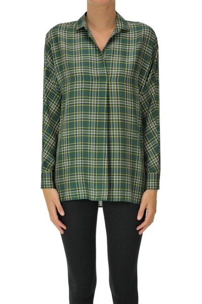 Caliban Checked Print Blouse In Green