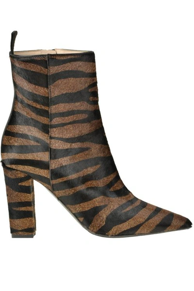 Alberto Gozzi Animal Print Haircalf Ankle Boots In Brown