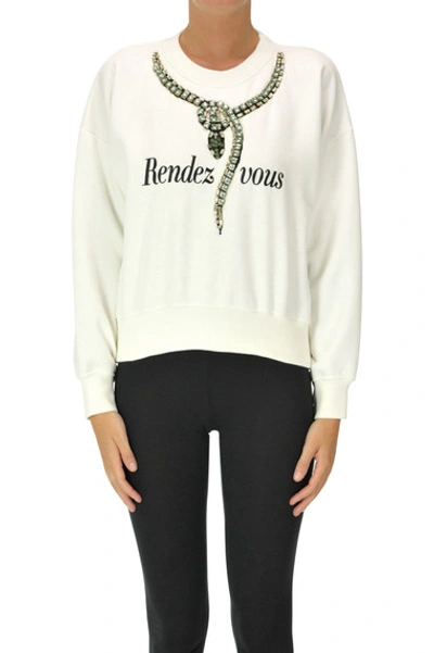 Sweet Matilda Rendez Vous Embellished Sweatshirt In White