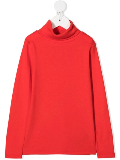 Bonpoint Kids' Cotton Turtleneck Top In Red