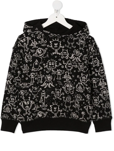 Bonpoint Teen Animal-print Cotton Hoodie In Black