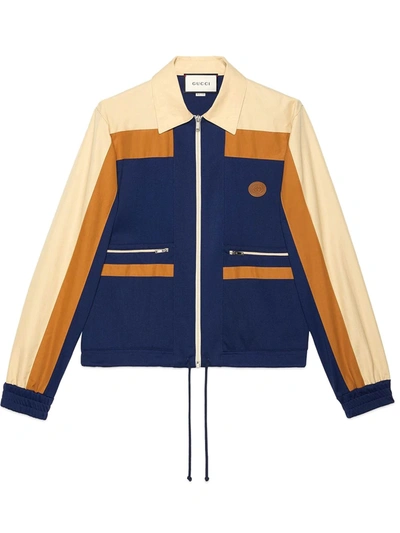 Gucci Colourblock Panel Monogram Tag Zip Jacket In Multi-colour