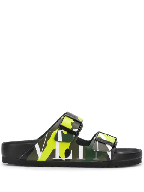 Valentino Garavani X Birkenstock Arizona Leather Sandals In Green | ModeSens