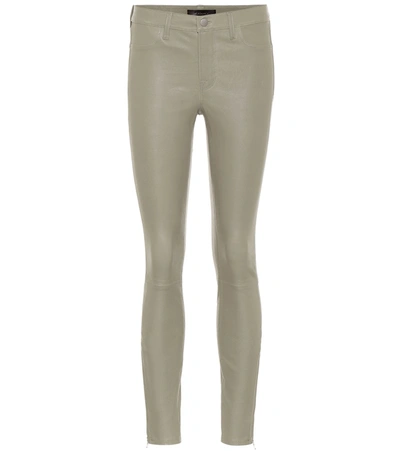 J Brand L8001 Mid-rise Leather Pants In Green