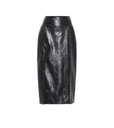 Gucci High-rise Leather Pencil Skirt In Black