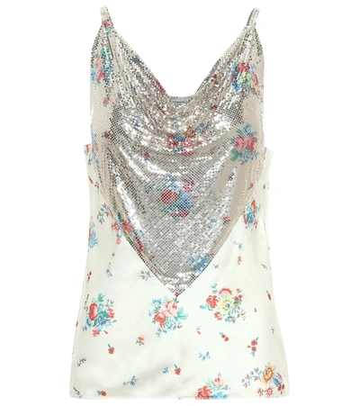 Paco Rabanne Floral Chain-mail Camisole In White