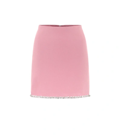 David Koma Embellished Stretch-crêpe Miniskirt In Pink