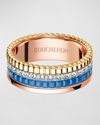 Boucheron Quatre Blue Edition Small 18-karat Yellow, White And Rose Gold, Ceramic And Diamond Ring