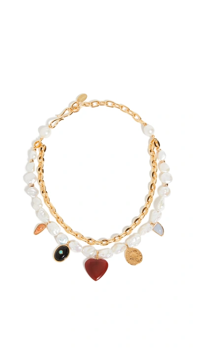 Lizzie Fortunato Women's Tarot Garden 18k Goldplated, 12-16mm Pearl & Mixed-stone 2-strand Necklace