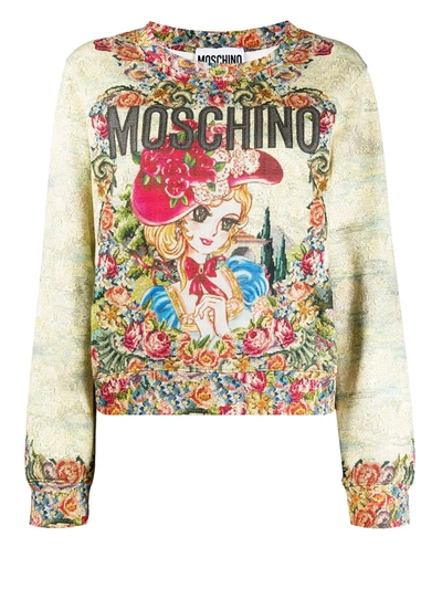 Moschino Logo Print Sweatshirt In Yellow