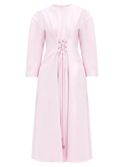 Tibi Lace-up Crepe Midi Dress In Baby Pink