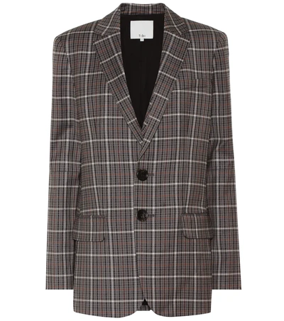 Tibi Gabe Checked Elbow-cutout Single-breasted Jacket In Multi-colour