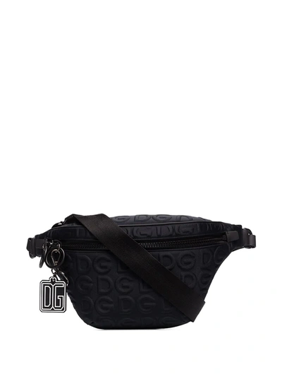 Dolce & Gabbana Black Embossed Logo Cross Body Bag