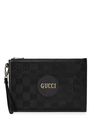 Gucci Off The Grid Leather-trimmed Monogrammed Econyl Canvas Pouch In Black