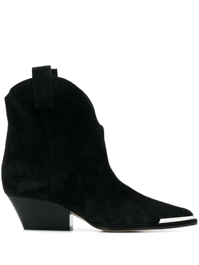 Sergio Rossi Metal Toe-cap Ankle Boots In Black